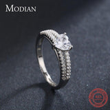 Superb Silver Hearts Clear AAA+ Cubic Zirconia Diamonds Ring - The Jewellery Supermarket