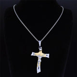 Gold Silver Color Stainless Steel Multilayer Big Long Cross Jesus Pendant Necklace for Women/Men Jewellery  - The Jewellery Supermarket