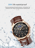 Top Brand Luxury Leather Waterproof Luminous Moon Phase Quartz Watch For Men - The Jewellery Supermarket