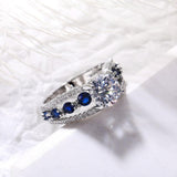 Impressive New Luxury Blue Color Designer AAA+ Cubic Zirconia Diamonds Fashion Ring - The Jewellery Supermarket