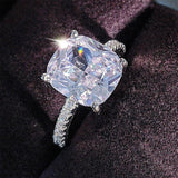 NEW ARRIVAL Luxury Cushion Cut Real silver color Designer AAA+ Quality CZ Diamonds Ring - The Jewellery Supermarket