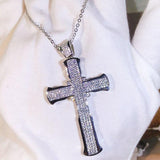 Unique Luxury Jewelry Silver Cross Necklace - Lucky Princess AAAA+ Cubic Zirconia Diamonds Necklace - The Jewellery Supermarket