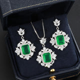 NEW ARRIVAL - Lab Emerald Gemstone Vintage Lab Diamond Wedding Jewelry Sets - The Jewellery Supermarket