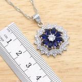 Super Gift Idea - 925 Silver Dark Blue Created Sapphire Jewellery Set - The Jewellery Supermarket