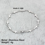 Best Seller - Stainless Steel Cross Chain Bracelets - Charming Gold Silver Colour Religious Fashion Jewellery - The Jewellery Supermarket