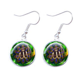 NEW Charming Muslim Islamic16mm Glass Cabochon Drop Earrings For Women - The Jewellery Supermarket