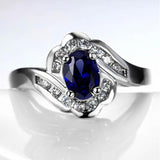 Graceful Luxury Geometry Blue Oval AAAA Lab Sapphire Gemstone New Design Ring - The Jewellery Supermarket