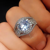 QUALITY RINGS New Luxury Halo Designer AAA+ Cubic Zirconia Diamonds Engagement Ring - The Jewellery Supermarket