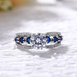 Impressive New Luxury Blue Color Designer AAA+ Cubic Zirconia Diamonds Fashion Ring - The Jewellery Supermarket