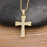 NEW AAA+ Cubic Zirconia Diamonds 4 Colors Choice Cross Blue/Purple/Green/Gold Crystal Necklaces - The Jewellery Supermarket