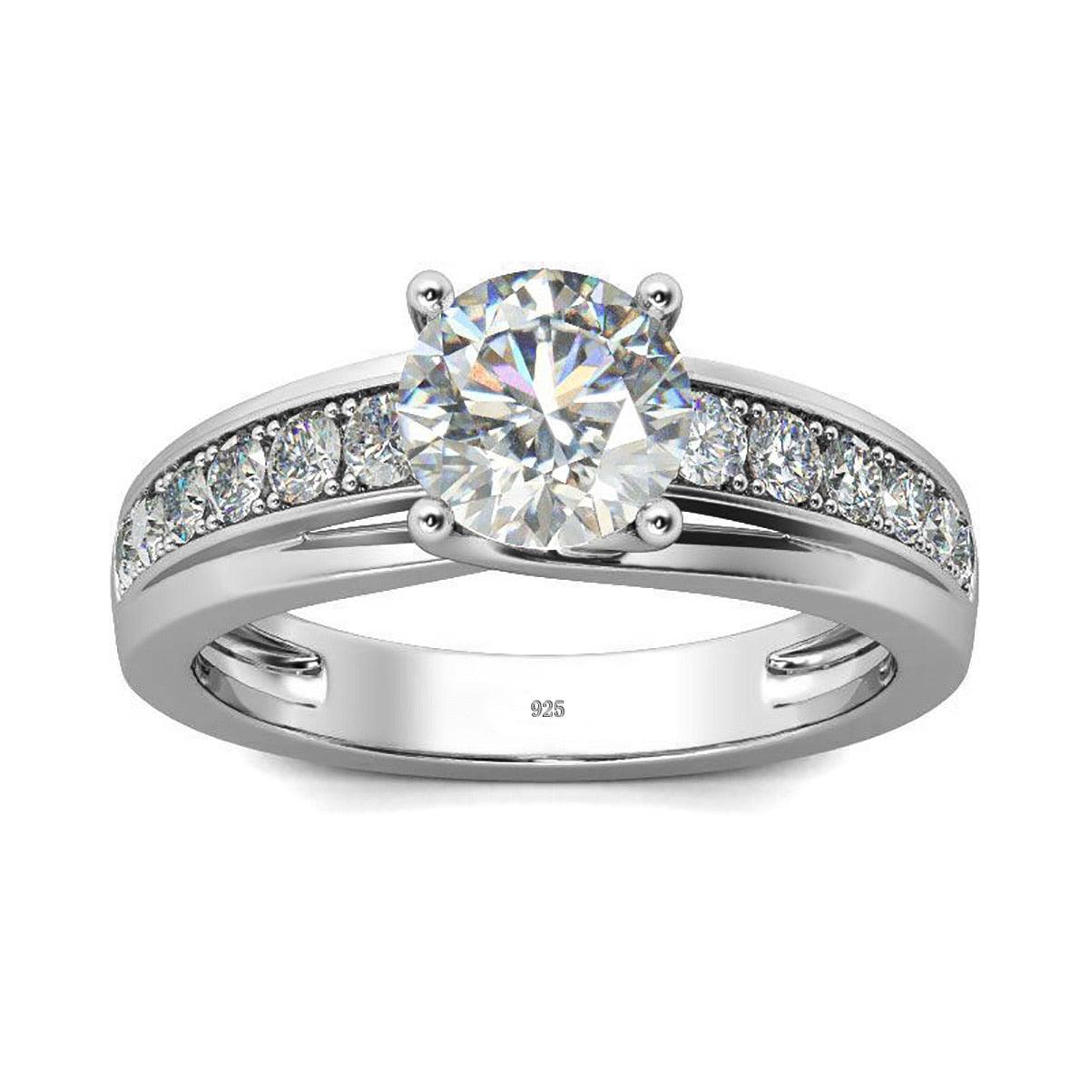 Terrific Real 1 Carat Round Cut High Quality Moissanite Diamonds Rings - Sparkling Lab Diamond Jewellery - The Jewellery Supermarket