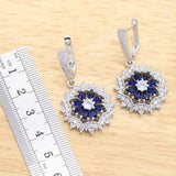 Super Gift Idea - 925 Silver Dark Blue Created Sapphire Jewellery Set - The Jewellery Supermarket