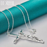 Remarkable 925 Sterling Silver Jesus Cross Pendant Necklace - Unisex Charming Wedding Religious Jewellery - The Jewellery Supermarket