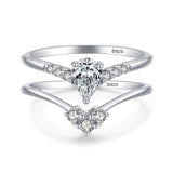 NEW Luxury Emerald Cut Sparkling AAAA Quality Simulated Diamonds Two Piece Ring Set - The Jewellery Supermarket