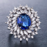 Delightful New Luxury Blue Color Oval Cut AAA+ Cubic Zirconia Diamonds Fashion Ring - The Jewellery Supermarket