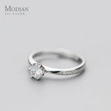 Modian New Sparkling AAA Zircon Sterling Silver 925 Ring for Women Fashion Free Size Ring Wedding Engagement Statement Jewelry - The Jewellery Supermarket