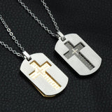 Christian Bible Lords Prayer Dog Tags in Gold Color Stainless Steel Cross Necklaces Pendants - Religious Necklace - The Jewellery Supermarket