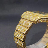 Superb Fashion Gold Colour Iced Out Simulated Diamonds Luxury Design Various Colours Square Watches - The Jewellery Supermarket
