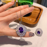 NEW ARRIVAL - TrendY Sterling Silver Lab Amethyst Charming Fine Jewelry Sets - The Jewellery Supermarket