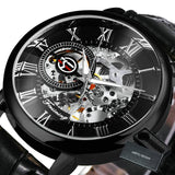 NEW - Luxury Mens Gold Mechanical Skeleton Leather Forsining 3d Hollow Watch - The Jewellery Supermarket