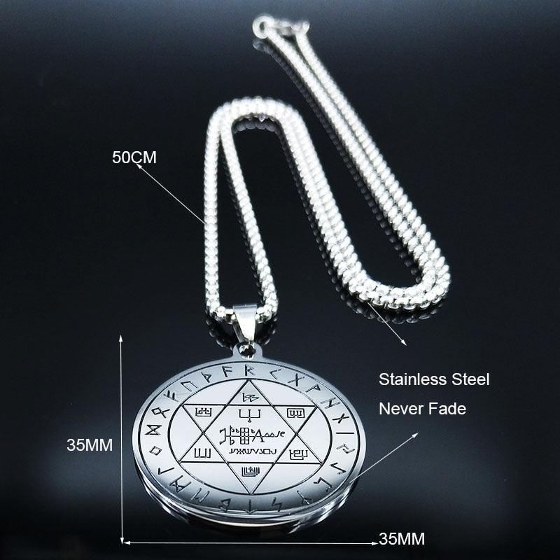NEW Pentacle Key Of Solomon Seal Stainless Steel Hexagram Necklace - The Jewellery Supermarket