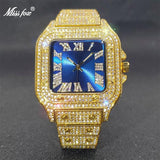 Superb Fashion Gold Colour Iced Out Simulated Diamonds Luxury Design Various Colours Square Watches