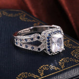 Adorable New Luxury Blue Color Princess Cut AAA+ Cubic Zirconia Diamonds Fashion Ring - The Jewellery Supermarket