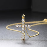 NEW ARRIVAL Iced Out AAA+ Cubic Zirconia Diamonds Gold Color Cross Necklaces For Women