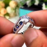 Impressive New Luxury Blue Color Designer AAA+ Cubic Zirconia Diamonds Fashion Ring - The Jewellery Supermarket