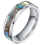NEW Green Abalone Inlay Tungsten Carbide Ring For Man - Polished Finish Wedding Engagement Fashion Ring