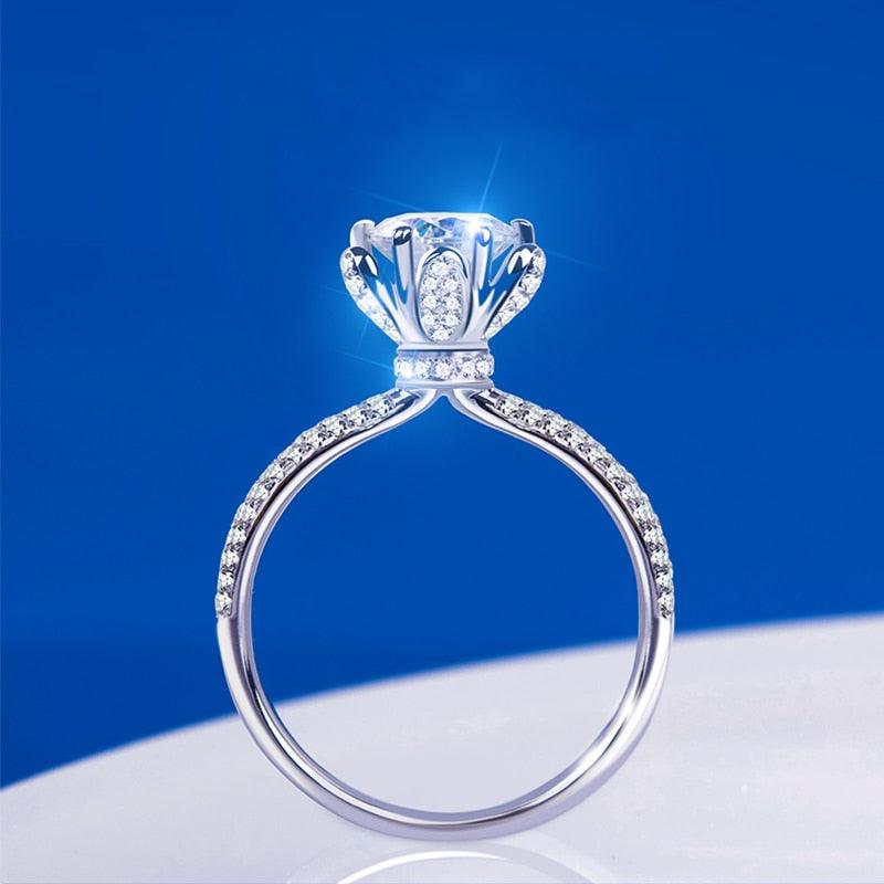 Attractive 1ct 2ct D Color VVS1 High Quality Moissanite Diamonds Queen Crown Rings - Wedding Jewellery - The Jewellery Supermarket