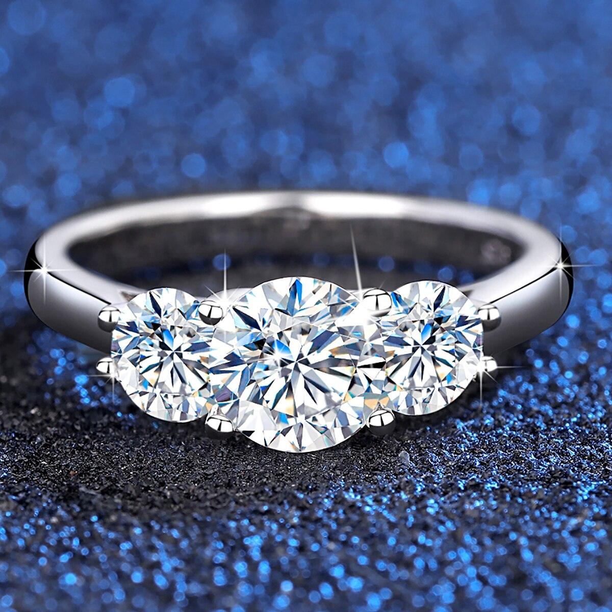 NEW ARRIVAL 2ct 6.5mm Round Cut Engagement Wedding High Quality Moissanite Diamonds Ring - The Jewellery Supermarket