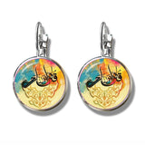 NEW - Muslim Symbol Silver-plated 16mm Glass Cabochon French Hook Religious Earrings for Women - The Jewellery Supermarket