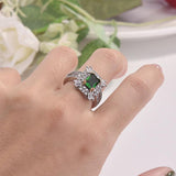 NEW - Luxury AAA+ Cubic Zirconia Green Color Princess Designer Ring - The Jewellery Supermarket