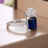 QUALITY RINGS - New Trendy Blue Color Flower AAA+ CZ Diamonds Fashion Ring - The Jewellery Supermarket