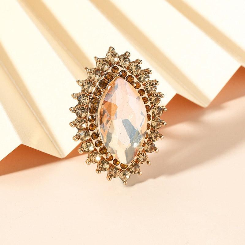 NEW VINTAGE RINGS Trendy Female Luxury Jewelry Pear Crystal Adjustable White Red Blue Rings - The Jewellery Supermarket