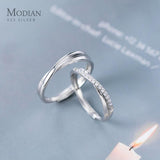 Romantic Engagement Couple Rings - Silver Shiny Clear AAAA Simulated Diamonds Glossy Line  Jewellery