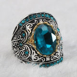 NEW VINTAGE RINGS Aquamarine Huge Oval Gemstones Hyperbole Design Size US 6-10 Ring - The Jewellery Supermarket