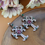 NEW ARRIVAL Vintage Cross Full Crystal Long Drop Earrings Religious Jewellery For Women - The Jewellery Supermarket