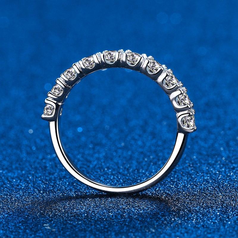 Fabulous 10 Stones 1ct Half Eternity 100% High Quality Moissanite Diamonds Stackable Ring for Women - The Jewellery Supermarket