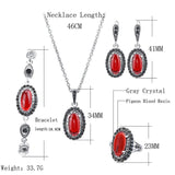 New Fashion Red Stone Necklace And Earring Bracelet Ring For Women - 4Pcs Boho Jewellery Set - The Jewellery Supermarket