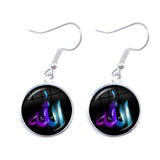 NEW Muslim Symbol Cabochon 16mm Glass Silver-plated Religious Drop Earrings - The Jewellery Supermarket