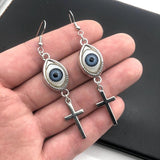 Popular Aesthetic Goth Vintage Eye Cross Pendant Earrings - Women Religious Jewellery