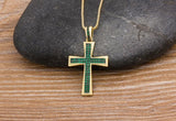 NEW AAA+ Cubic Zirconia Diamonds 4 Colors Choice Cross Blue/Purple/Green/Gold Crystal Necklaces - The Jewellery Supermarket