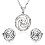 New Design Crystal Stainless Steel Imitation Pearl Round Pendant Necklace Jewellery Sets - The Jewellery Supermarket