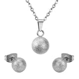 New Design Stainless Steel Scrub Gold Colour Round Ball Pendant Necklace Earring Sets - The Jewellery Supermarket