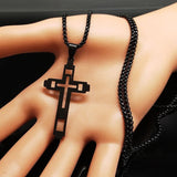 Impressive Stainless Steel Cross Necklace Black Silver Color Gothic Style Necklace - Christian Jewellery - The Jewellery Supermarket