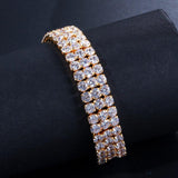 NEW Quality 3 Row Yellow Gold Colour AAA+ Cubic Zirconia Diamonds Luxury Tennis Bracelet - The Jewellery Supermarket