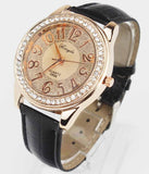New Fashion Trendy Women Rose Gold Bling Dial Crystal Black White Pink Brown Quartz Wrist Watches - The Jewellery Supermarket