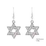 NEW Crystal Paved Star of David Vintage Jewish Jewelry Silver Plated Dangle Earrings - The Jewellery Supermarket